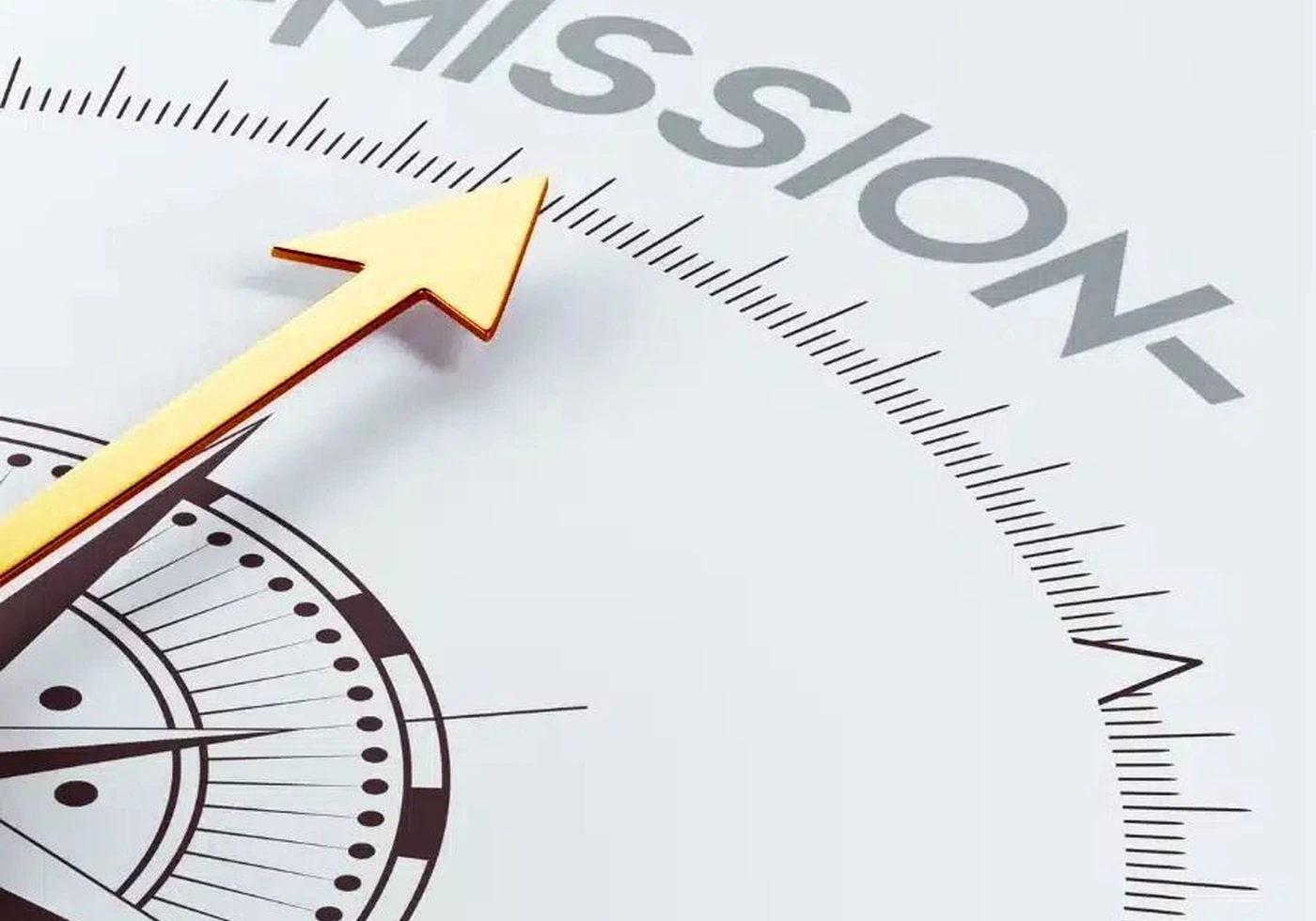 Mission compass representing purposeful business direction