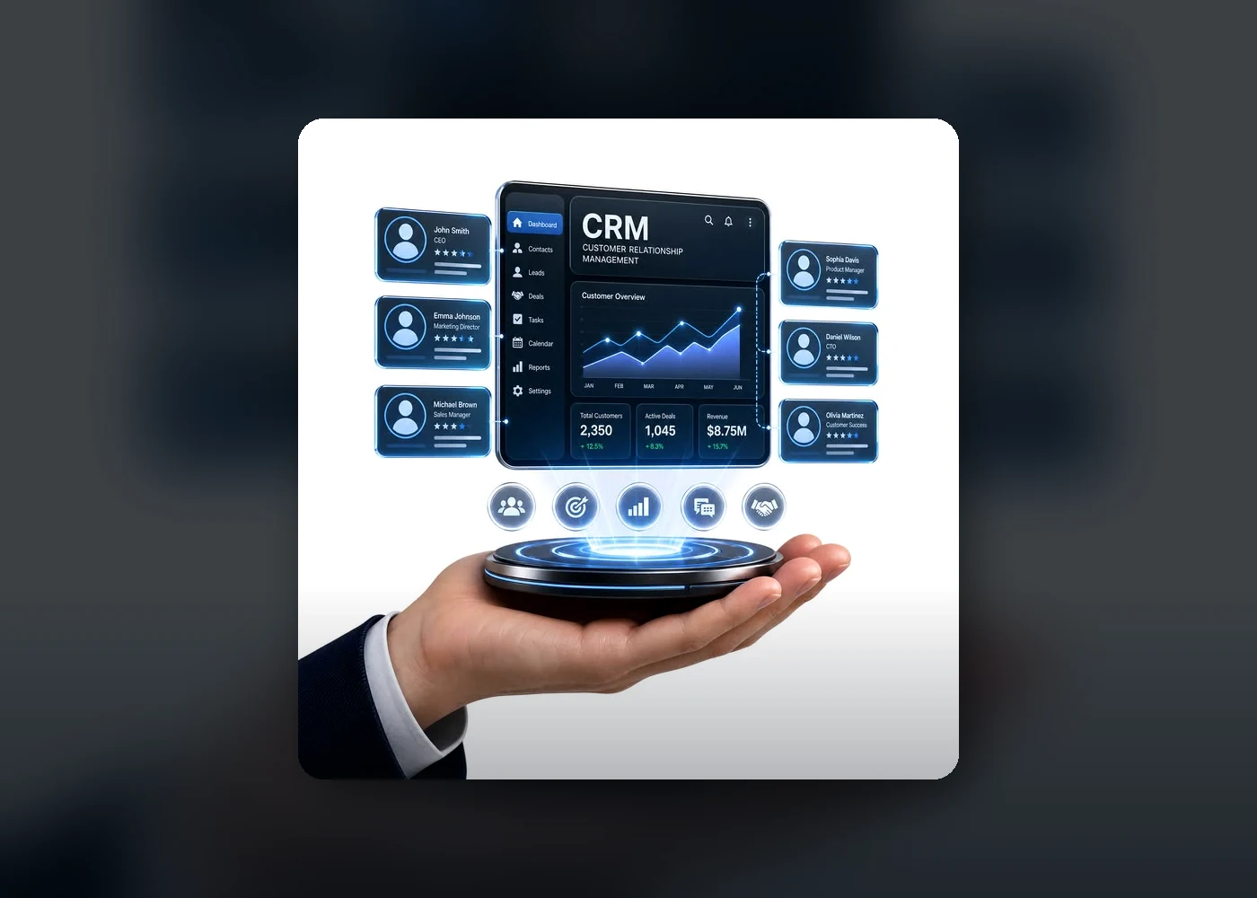 CRM, customer and sales management system with operational visibility